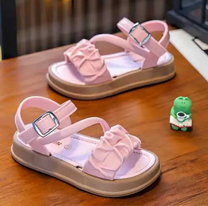 Girls Pink Ruffle Strap Sandals