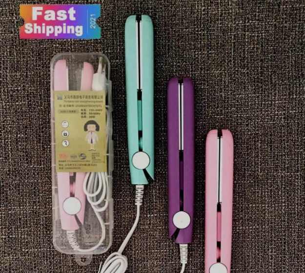 Portable Mini Hair Straightener for Women - Ceramic Plates - Travel Size