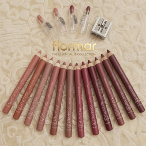 Flormar 12-Piece Matte Color Lipstick & Lipliner Pencil Set – Waterproof, Long-Lasting Nude & Rosy Shades with Sharpener Caps