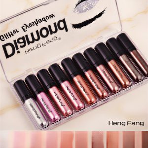 Heng Fang Diamond Glitter Liquid Eyeshadow Set – 10-Piece Shimmer & Metallic Eye Makeup Kit